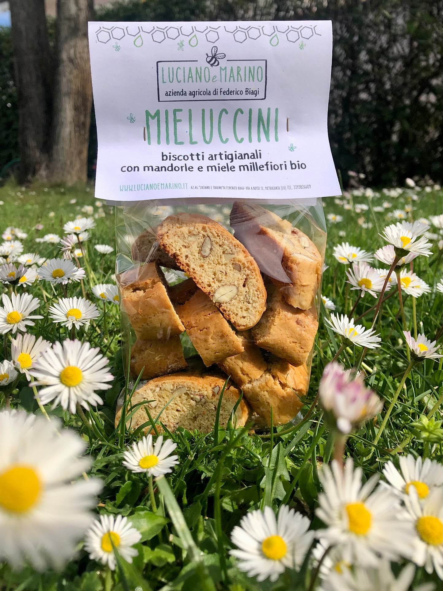 "Mieluccini" - Biscotti artigianali con mandorle e miele millefiori estivo biologico - 250 gr.